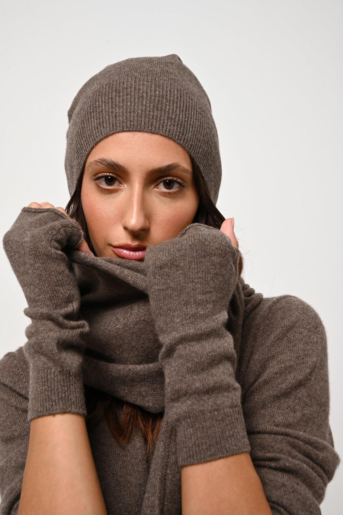 SERRE mittens taupe mottled 100% cashmere