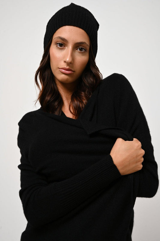 SCOTT beanie 4 threads black 100% cashmere