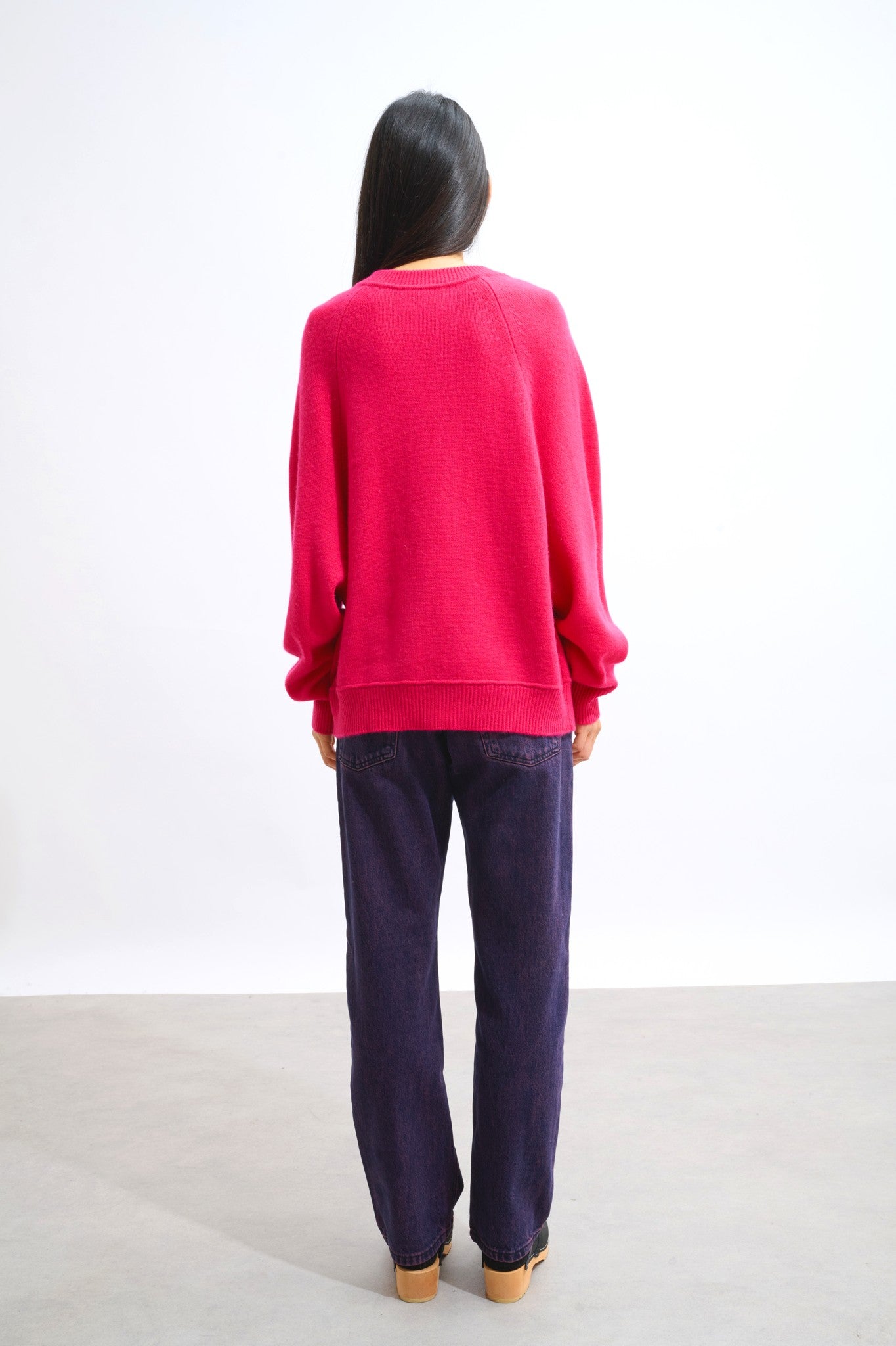 adoria pull col rond 4 fils fuchsia 100% cachemire