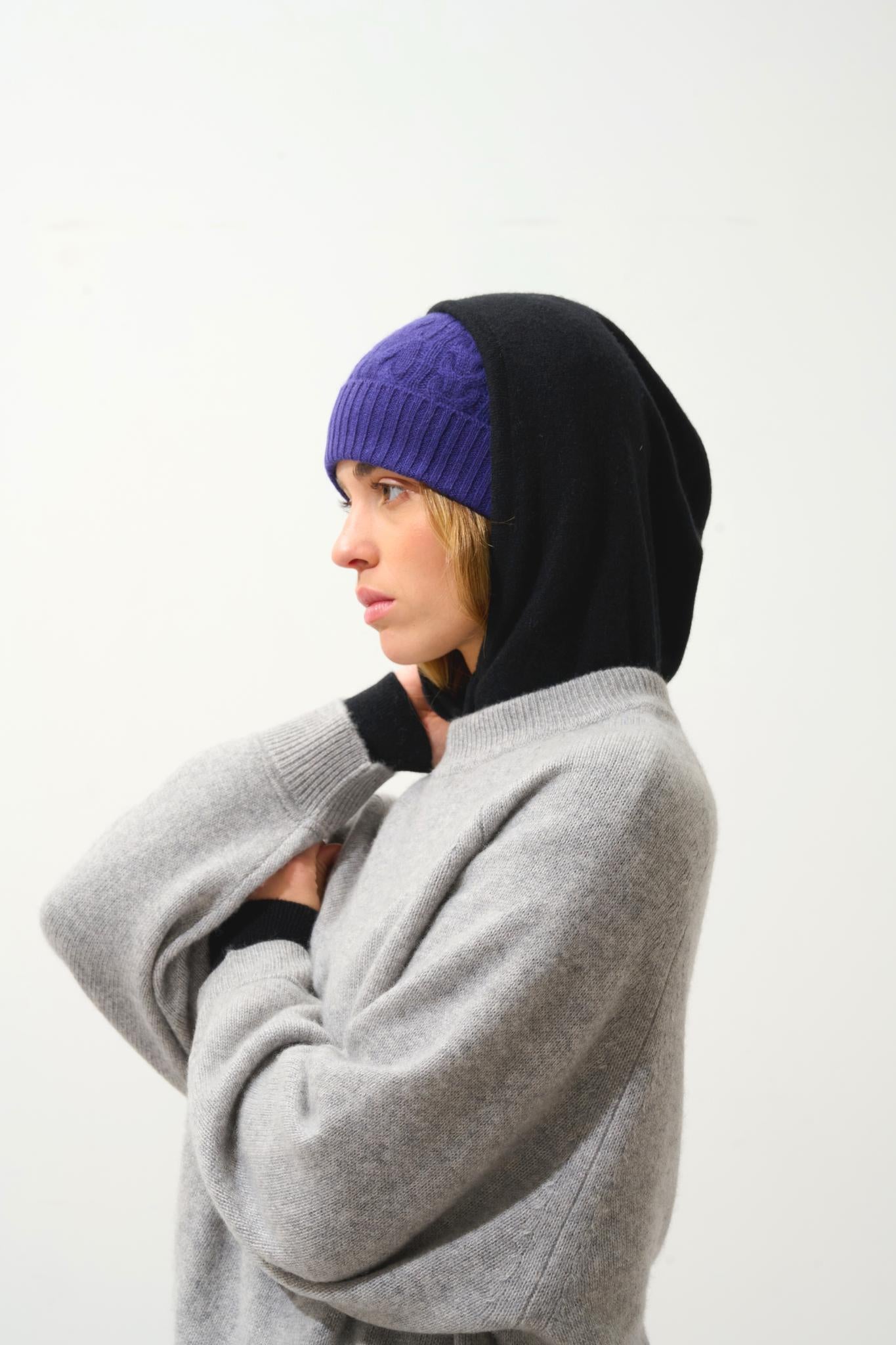 ADORIA 4-thread cloud mottled round-neck sweater 100% cashmere