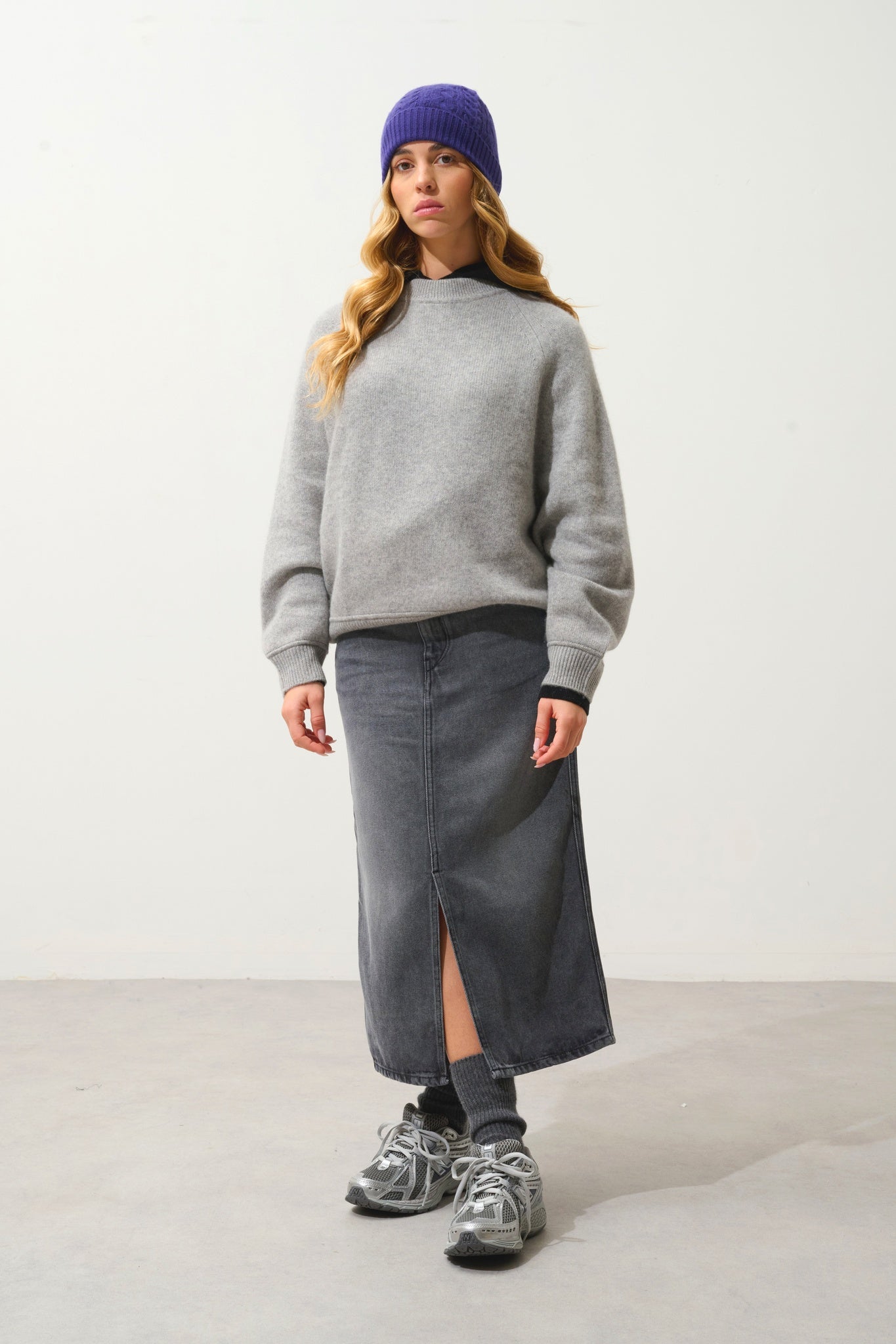 ADORIA pull col rond 4 fils nuage chiné 100% cachemire