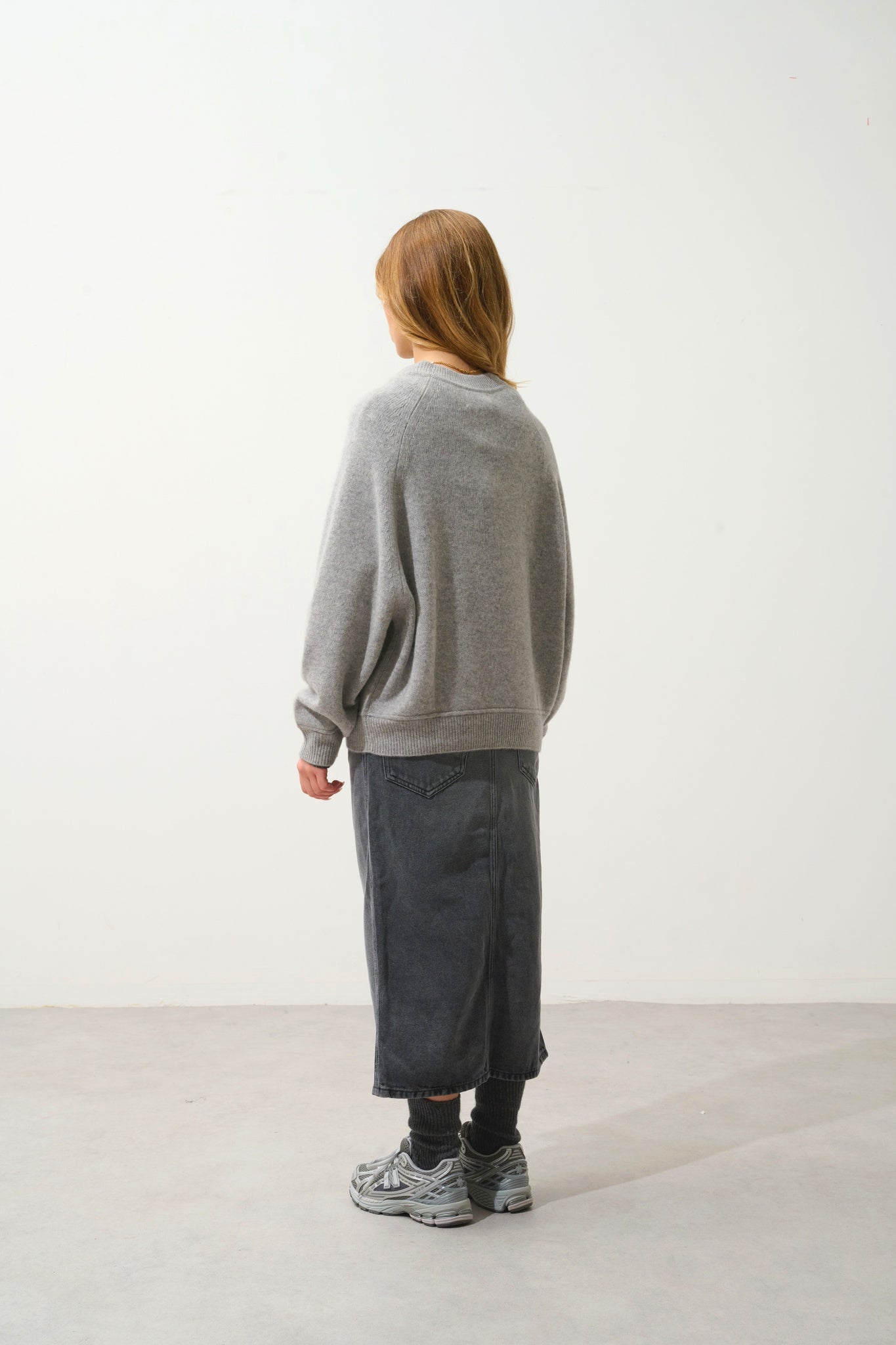 ADORIA Pullover mit Rundhalsausschnitt 4-fädig Wolke meliert 100% Kaschmir