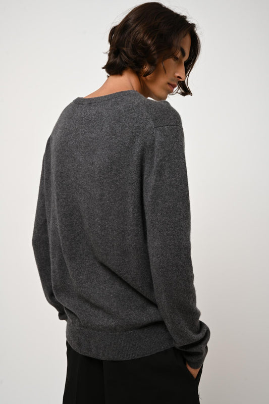 AGEL v-neck sweater anthracite mottled 100% cashmere
