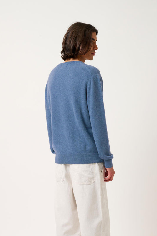 AGEL v-neck sweater denim blue 100% cashmere