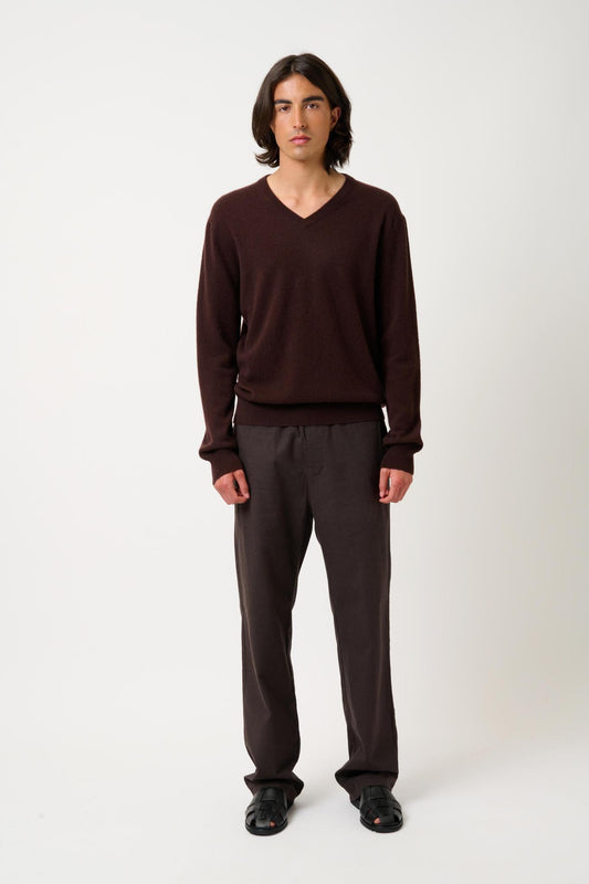 AGEL v-neck sweater choco 100% cashmere