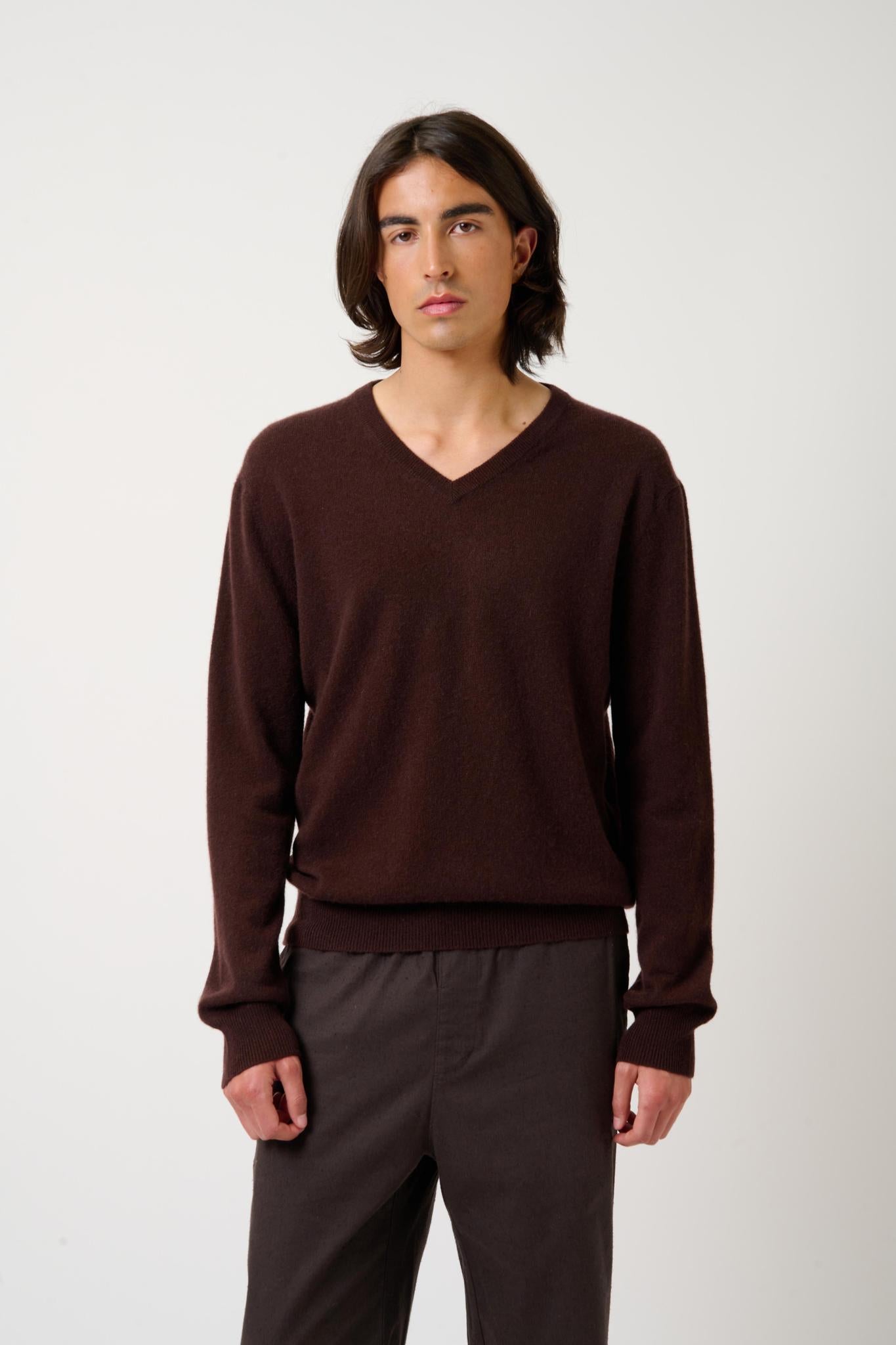 AGEL Pullover mit V-Ausschnitt schoko 100% Kaschmir