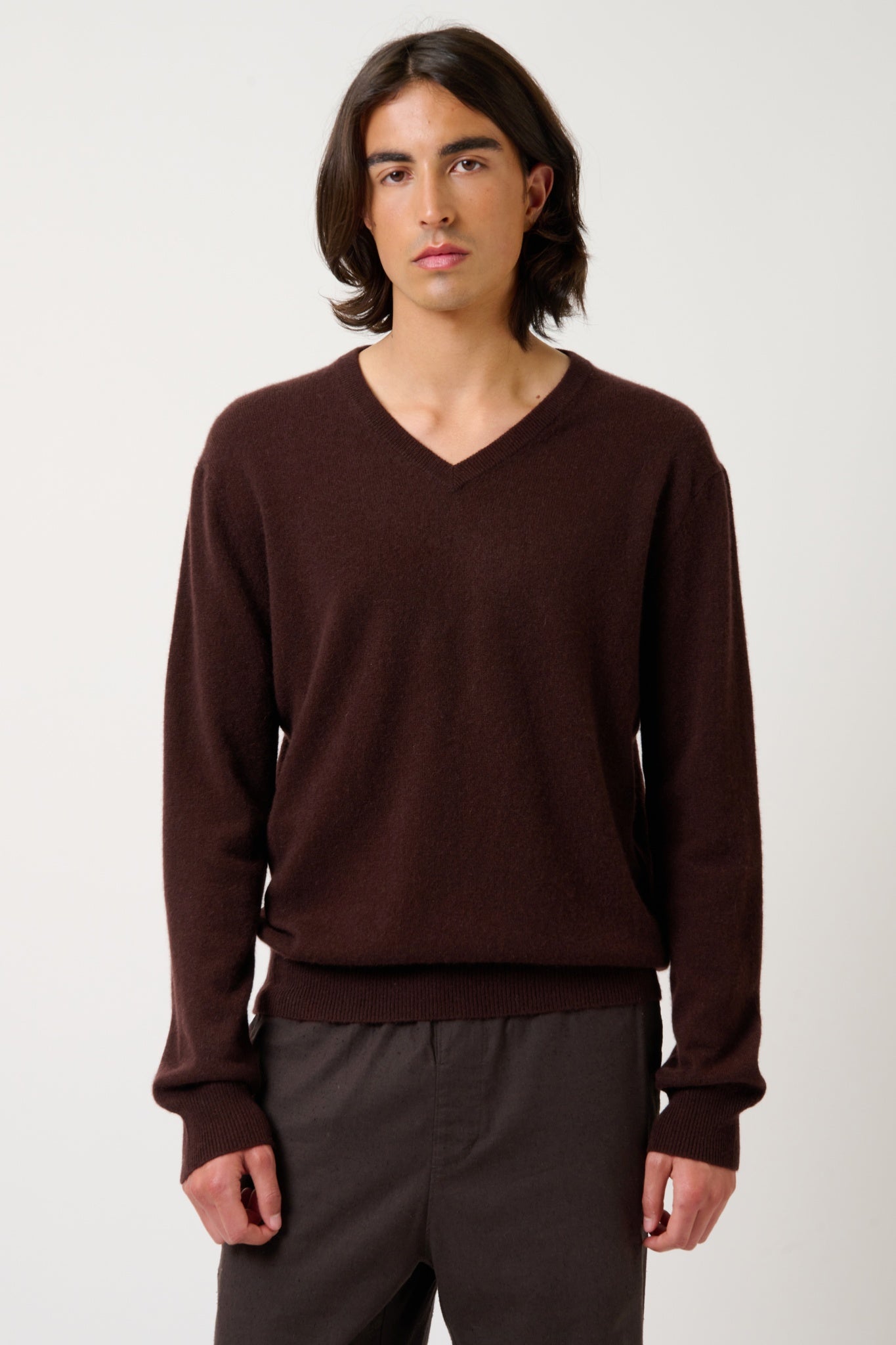 AGEL Pullover mit V-Ausschnitt schoko 100% Kaschmir