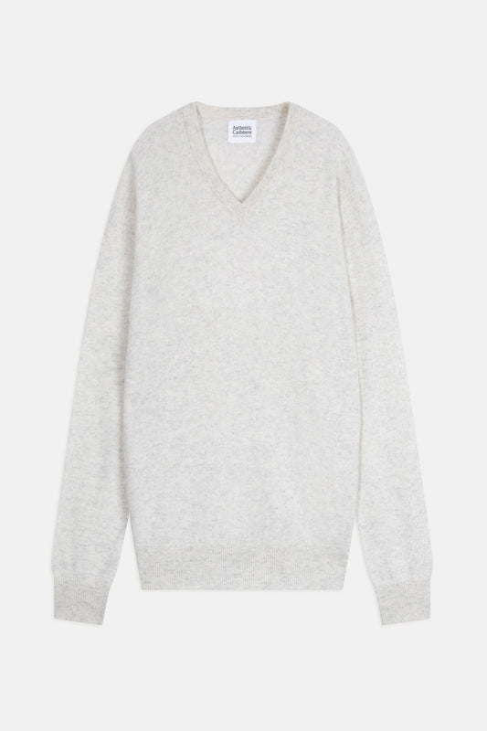 agel pull col v gris perle chiné 100% cachemire