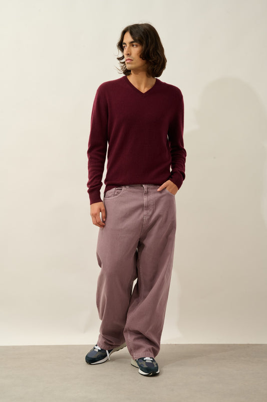 agel pull col v mûre 100% cachemire