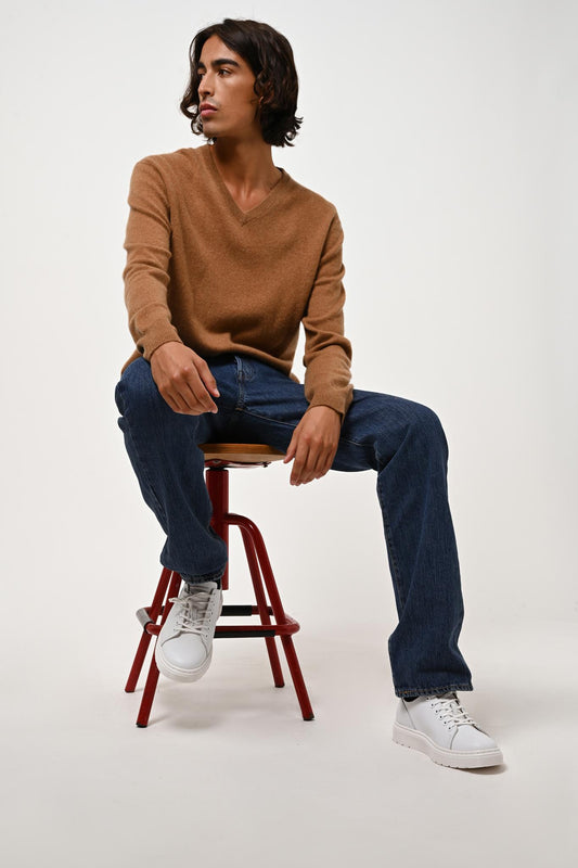 AGEL v-neck sweater hazelnut 100% cashmere
