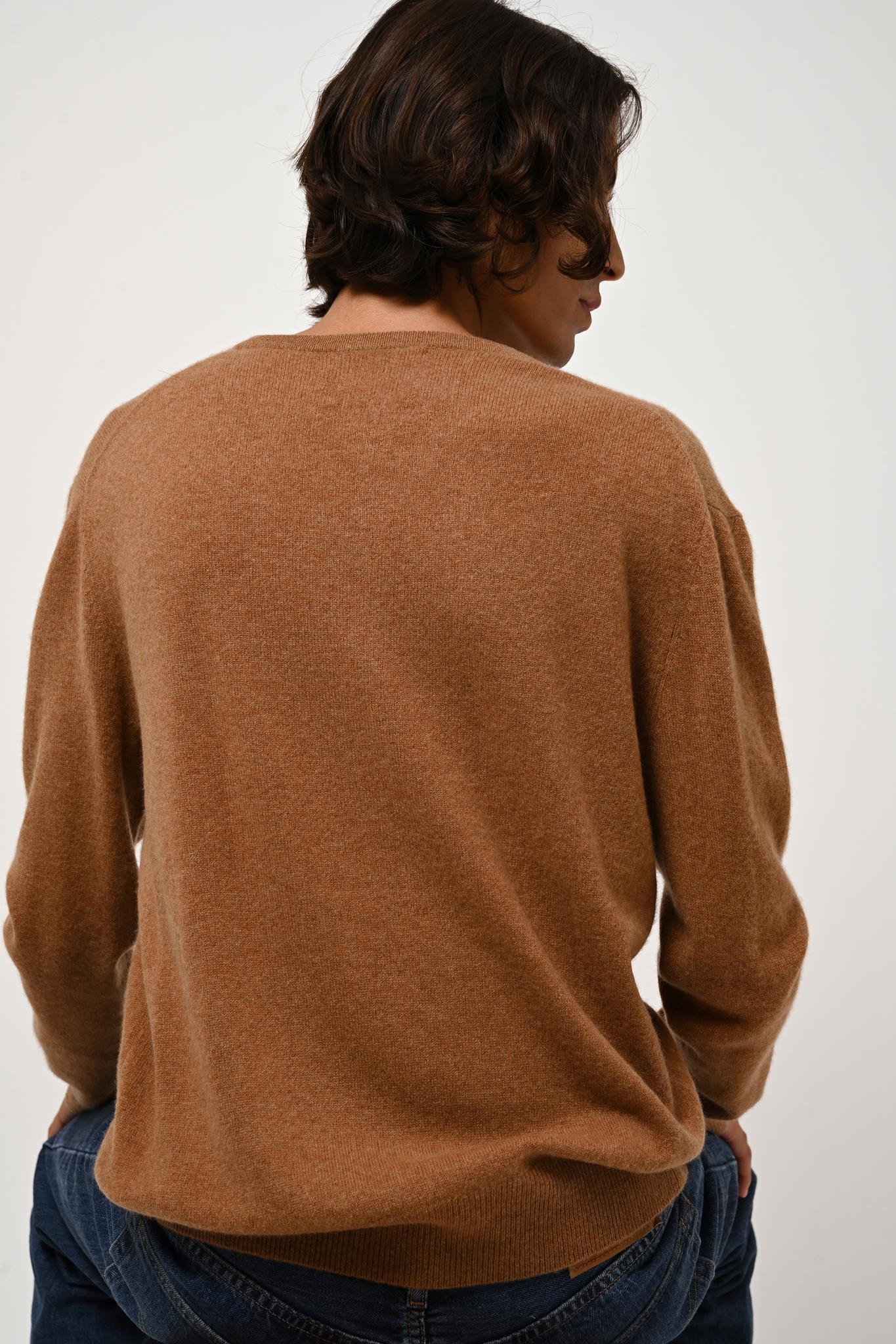 AGEL Pullover mit V-Ausschnitt haselnussbraun 100% Kaschmir