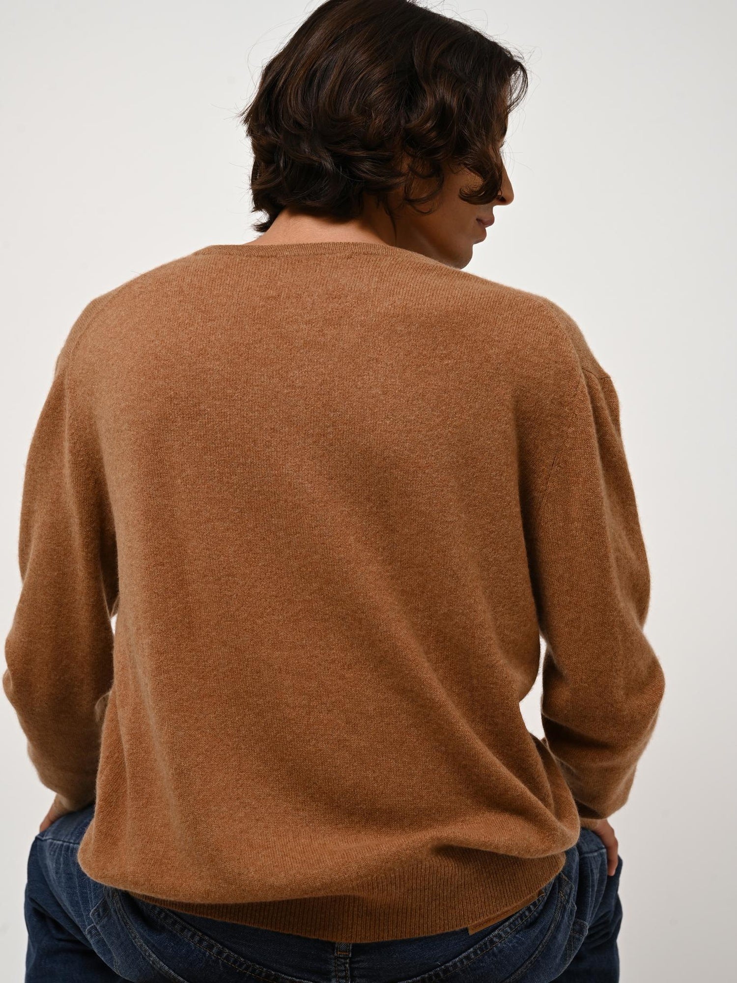 AGEL pull col v noisette 100% cachemire