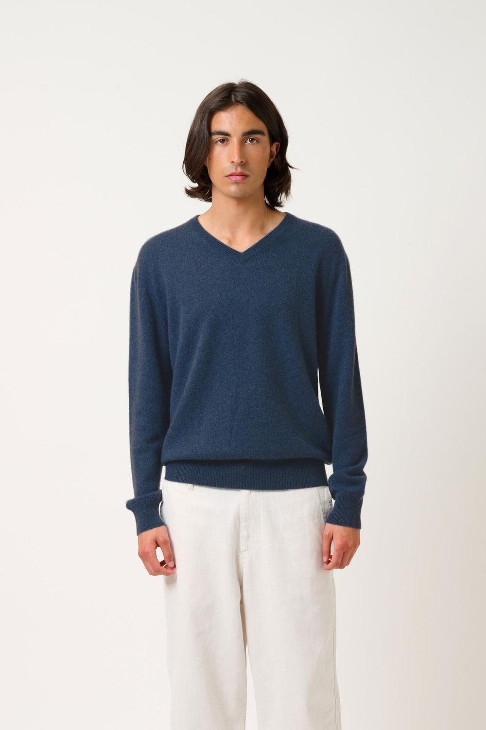 AGEL ocean v-neck sweater 100% cashmere