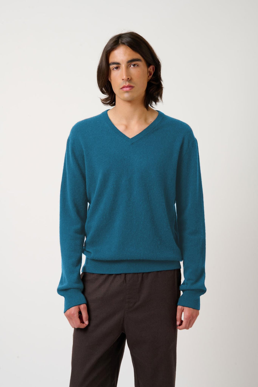 AGEL peacock v-neck sweater 100% cashmere