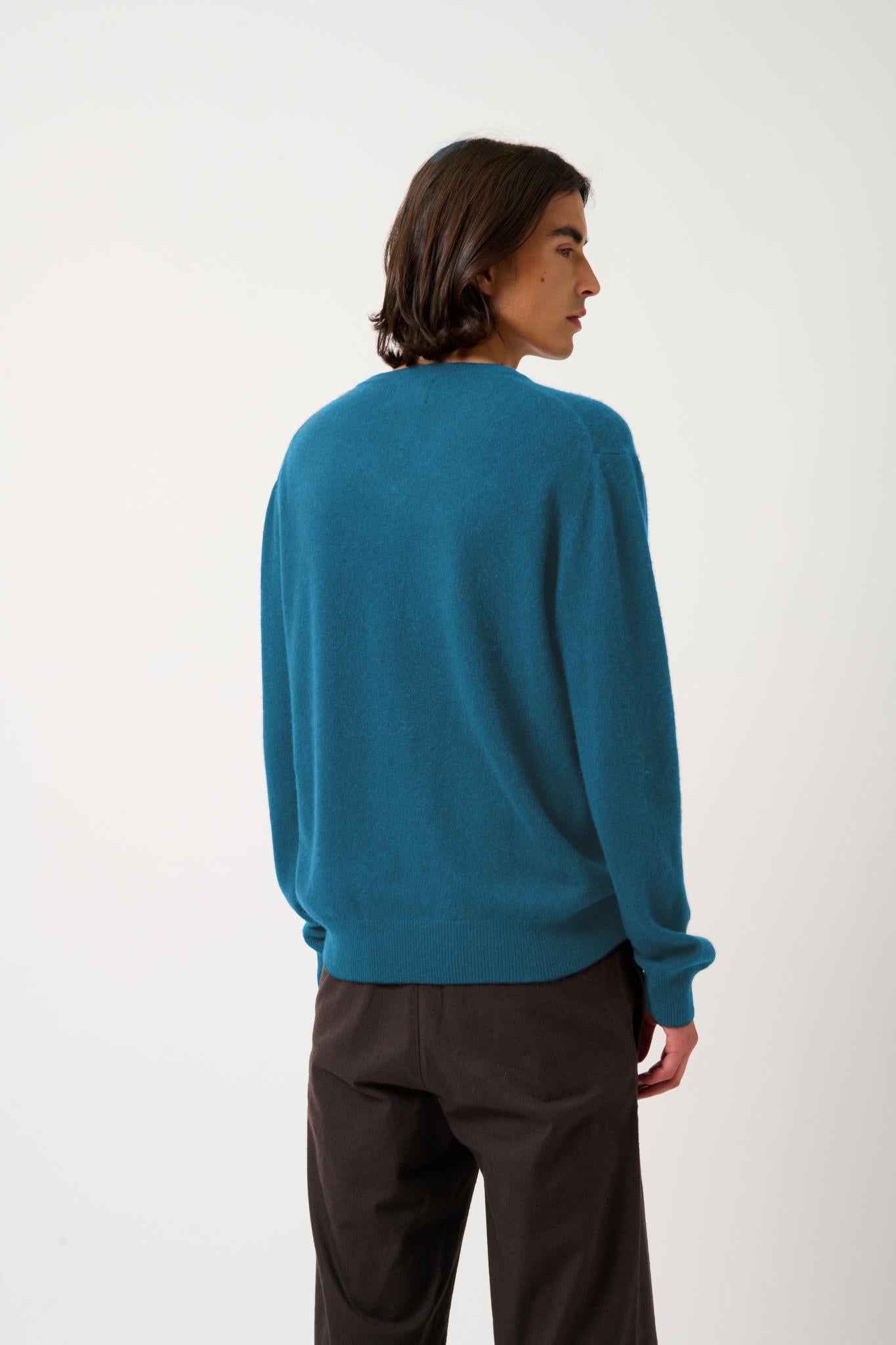 AGEL peacock v-neck sweater 100% cashmere