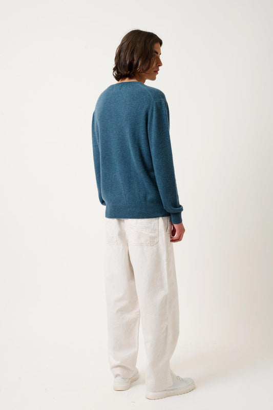 AGEL mottled duck-green v-neck sweater 100% cashmere