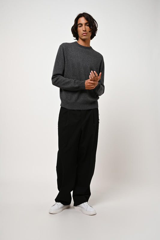 AIGLIÈRE round-neck sweater anthracite mottled 100% cashmere