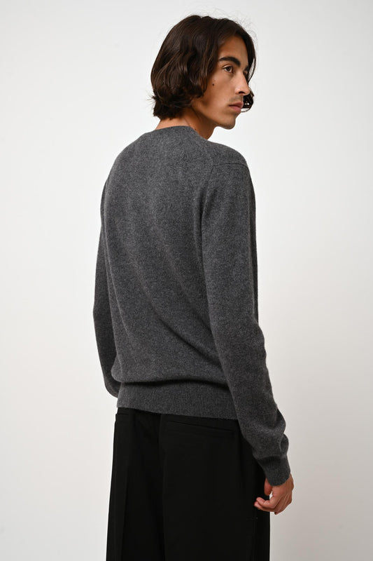 AIGLIÈRE round-neck sweater anthracite mottled 100% cashmere