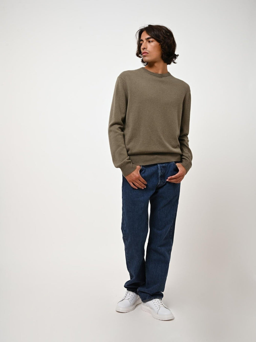 AIGLIÈRE Army Rundhalspullover 100% Kaschmir