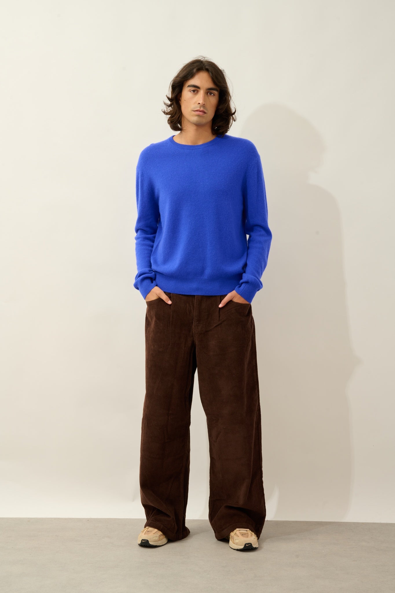 AIGLIÈRE pull col rond bleu klein 100% cachemire