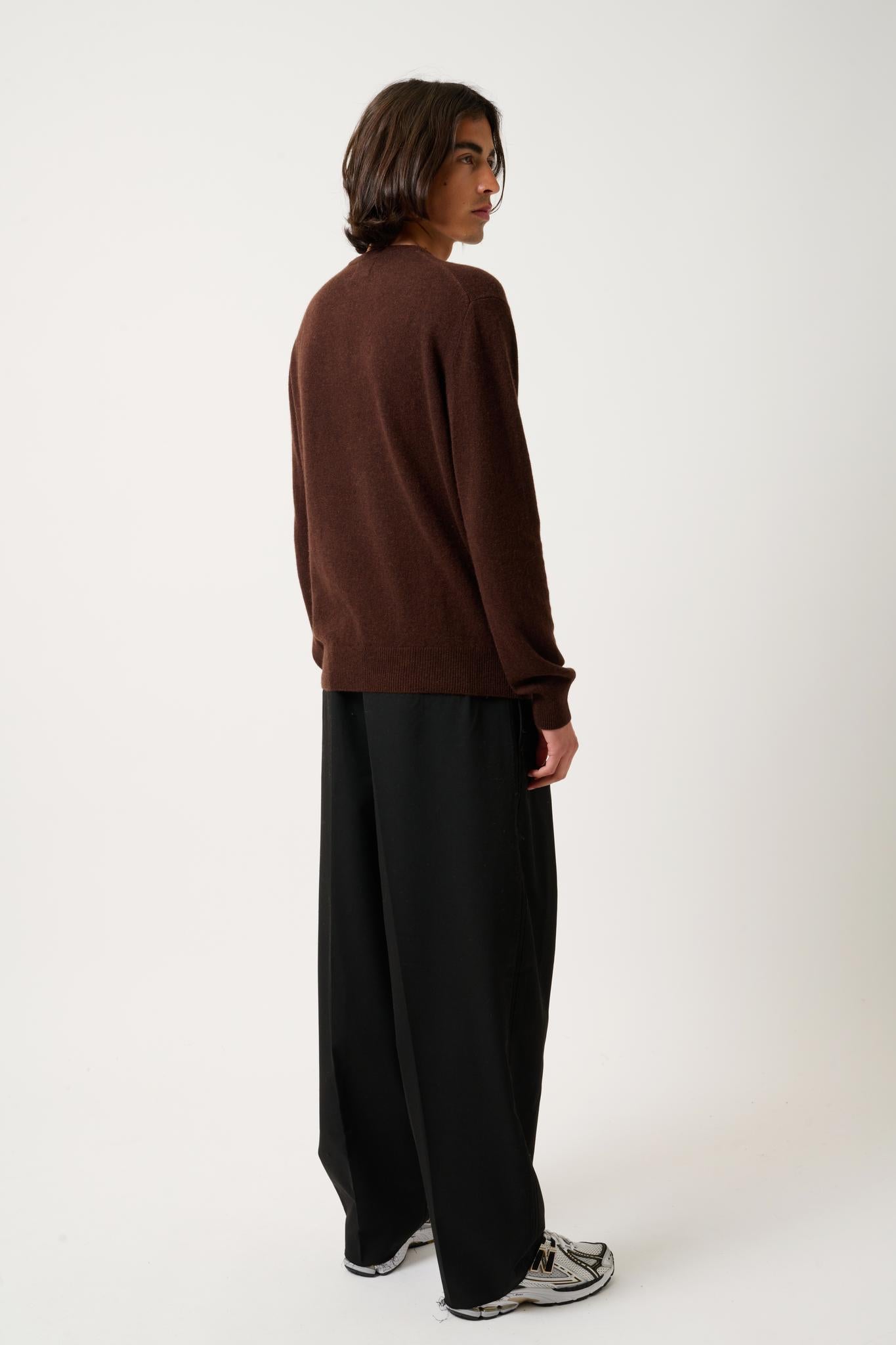 AIGLIÈRE coffee round-neck sweater 100% cashmere