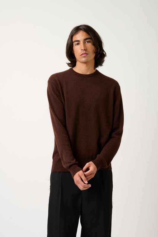 AIGLIÈRE coffee round-neck sweater 100% cashmere