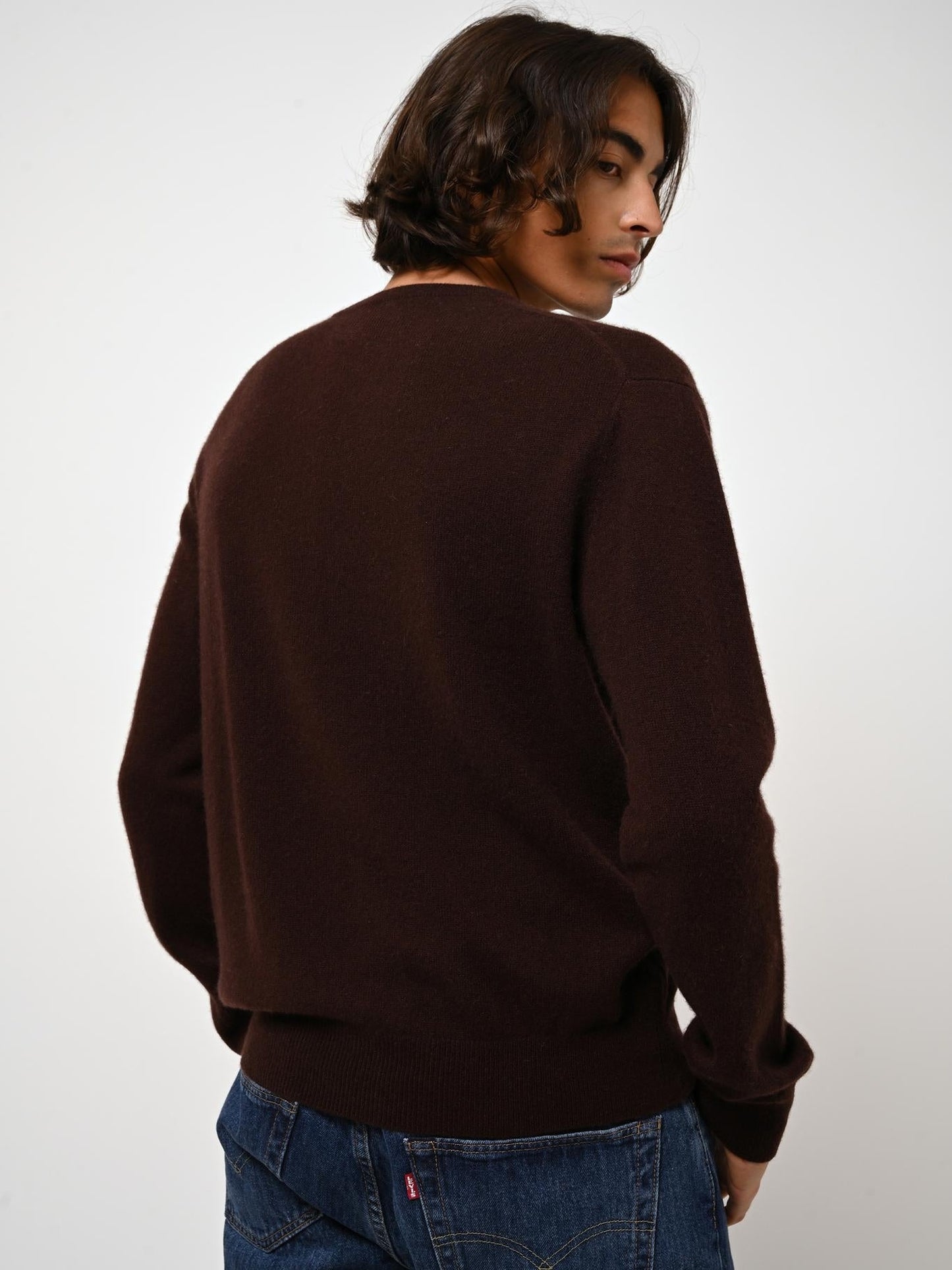 AIGLIÈRE pull col rond choco 100% cachemire