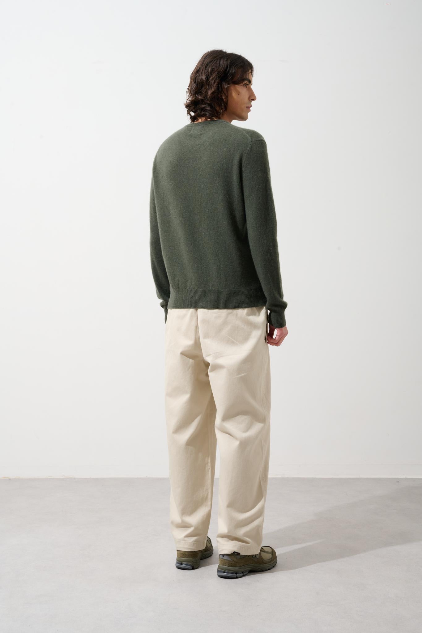 AIGLIÈRE khaki round-neck sweater 100% cashmere