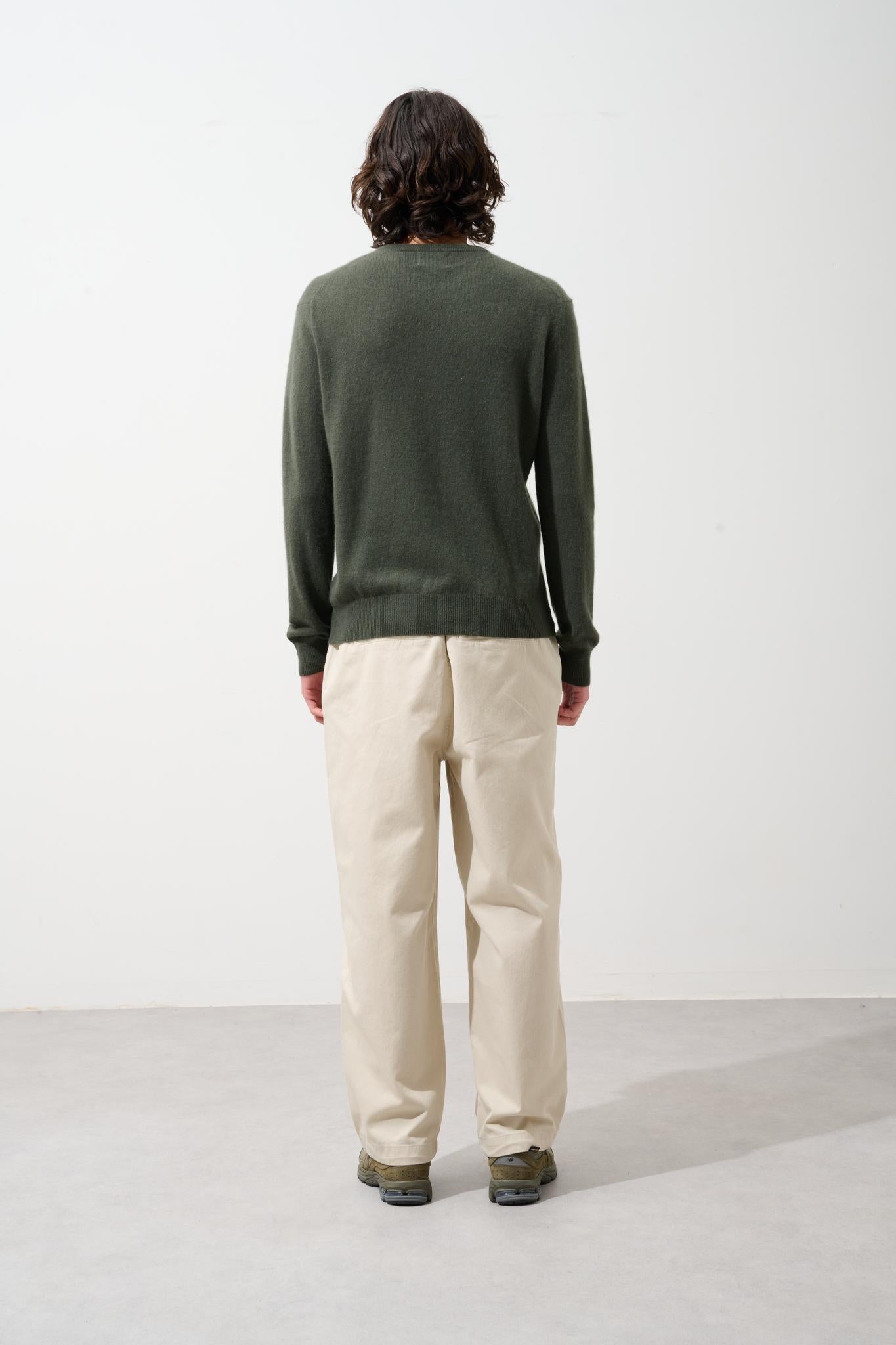 AIGLIÈRE khaki round-neck sweater 100% cashmere