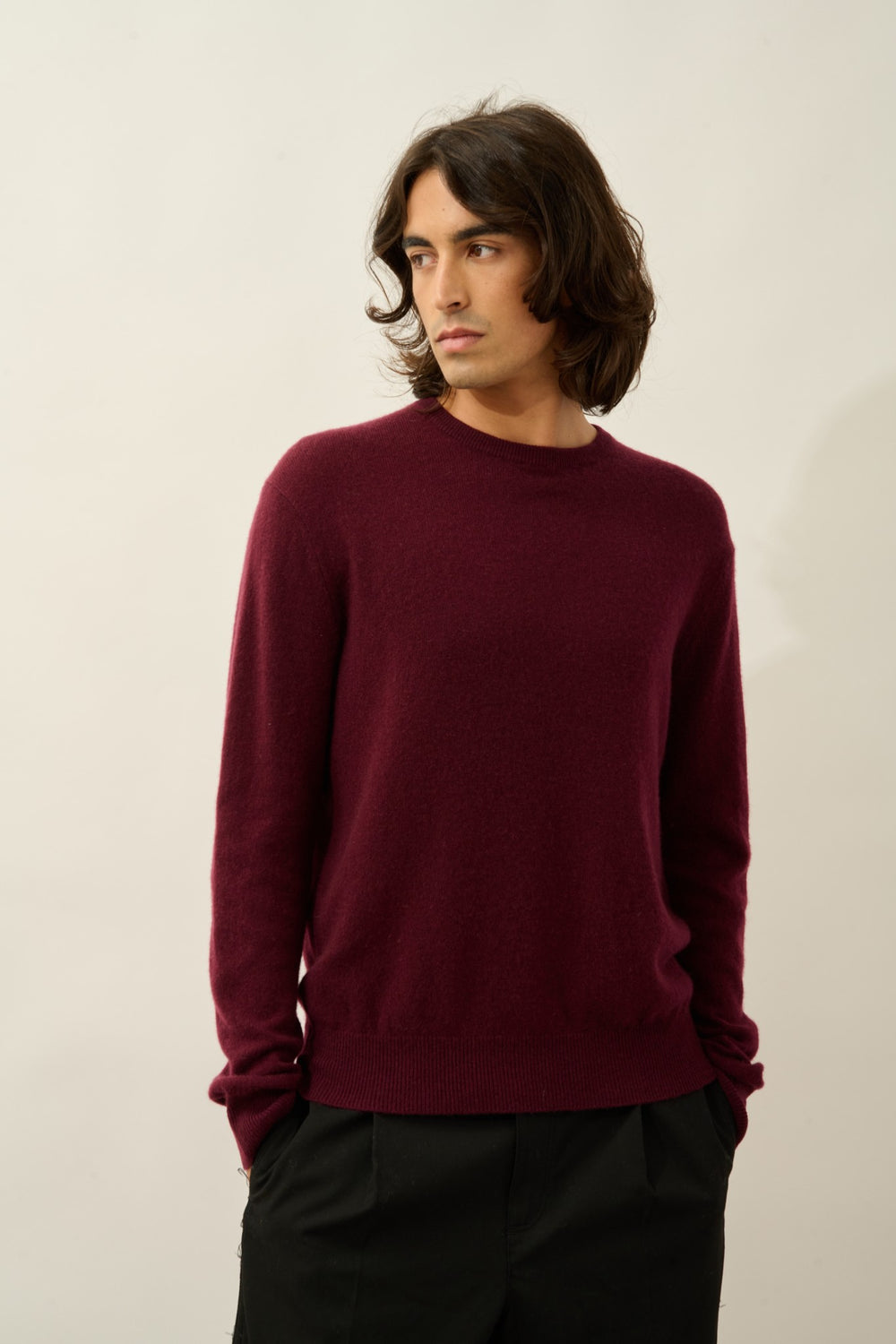 aiglière pull col rond mûre 100% cachemire