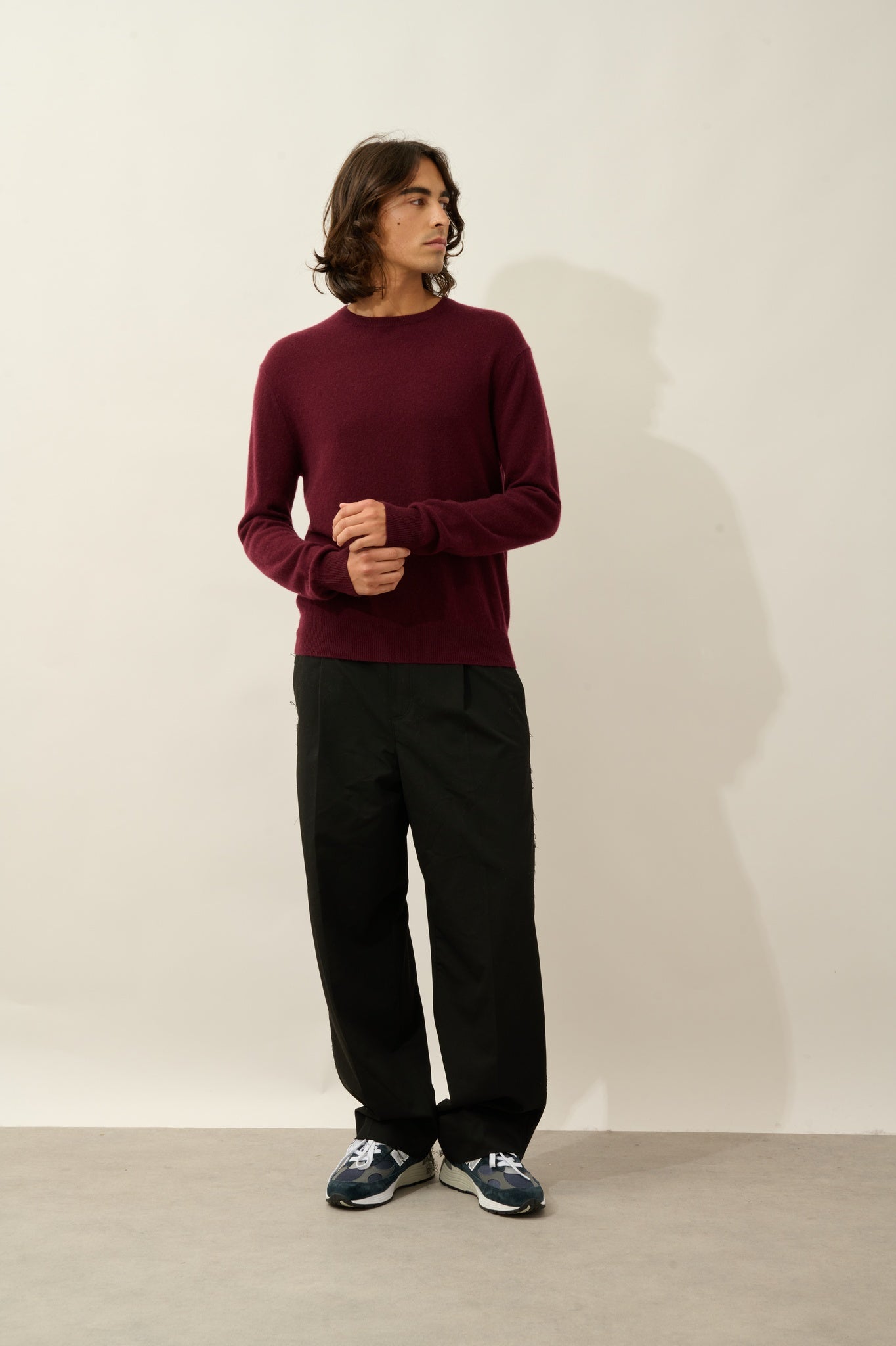 AIGLIÈRE pull col rond mûre 100% cachemire