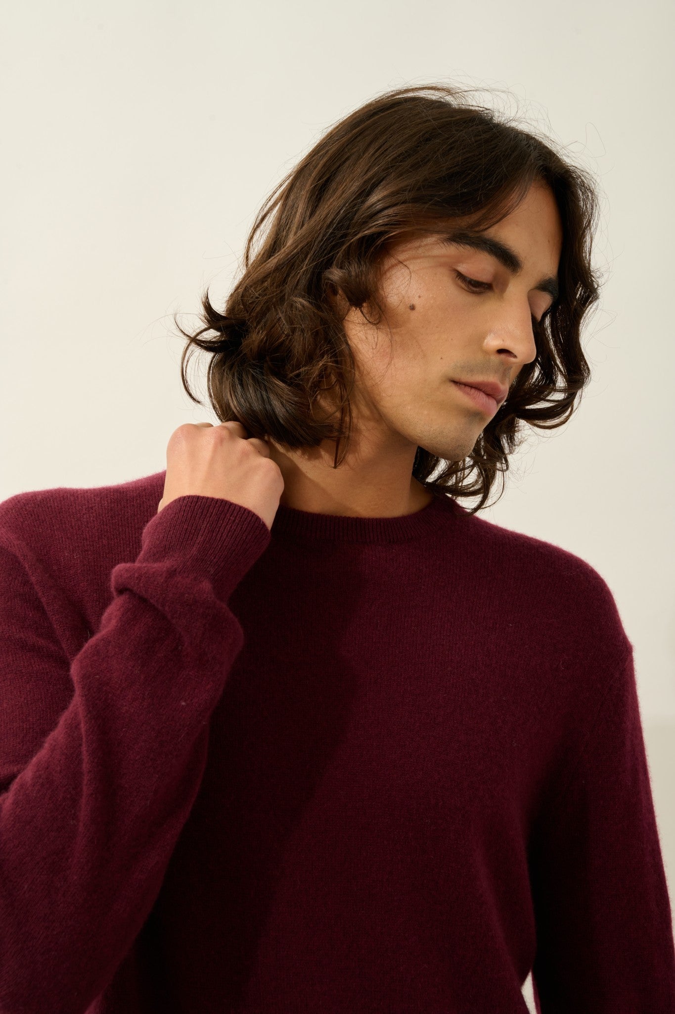 aiglière pull col rond mûre 100% cachemire