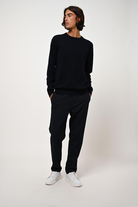 AIGLIÈRE navy round-neck sweater 100% cashmere