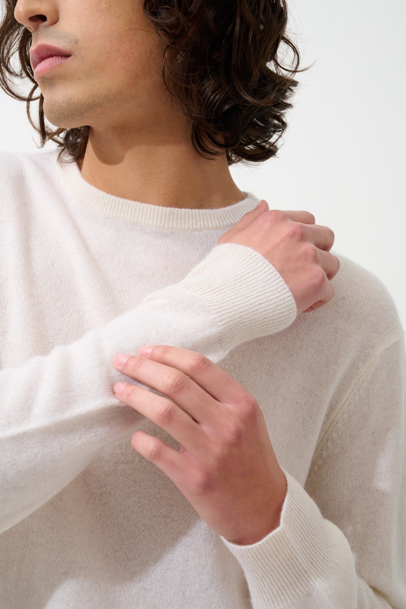 AIGLIÈRE Pullover mit Rundhalsausschnitt Schnee 100% Kaschmir