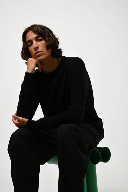 AIGLIÈRE black round-neck sweater 100% cashmere