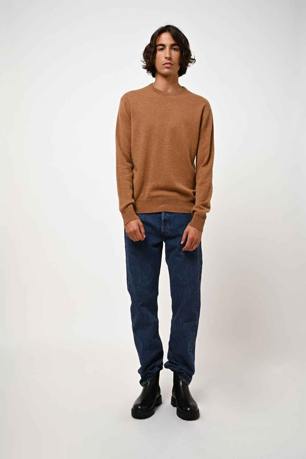 AIGLIÈRE round-neck sweater hazelnut 100% cashmere