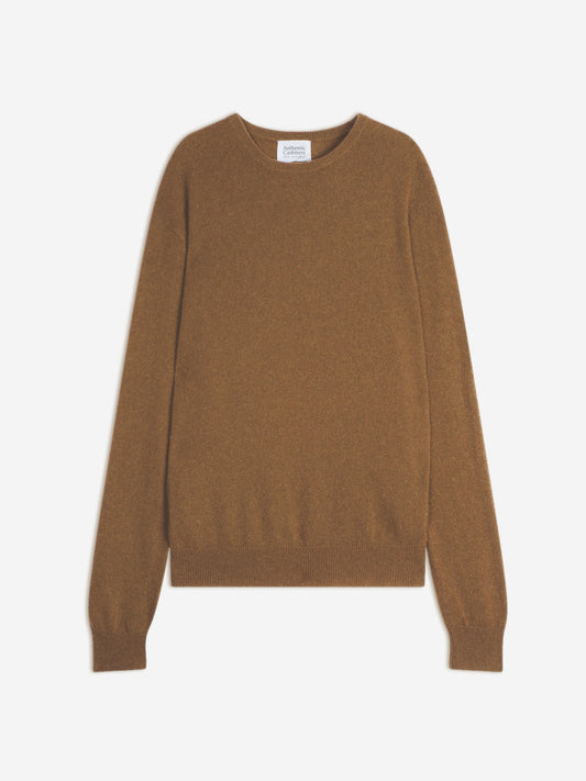AIGLIÈRE pull col rond noisette 100% cachemire