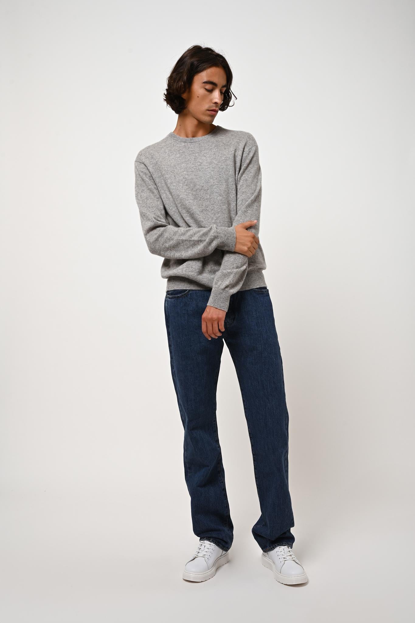 AIGLIÈRE mottled cloud round-neck sweater 100% cashmere