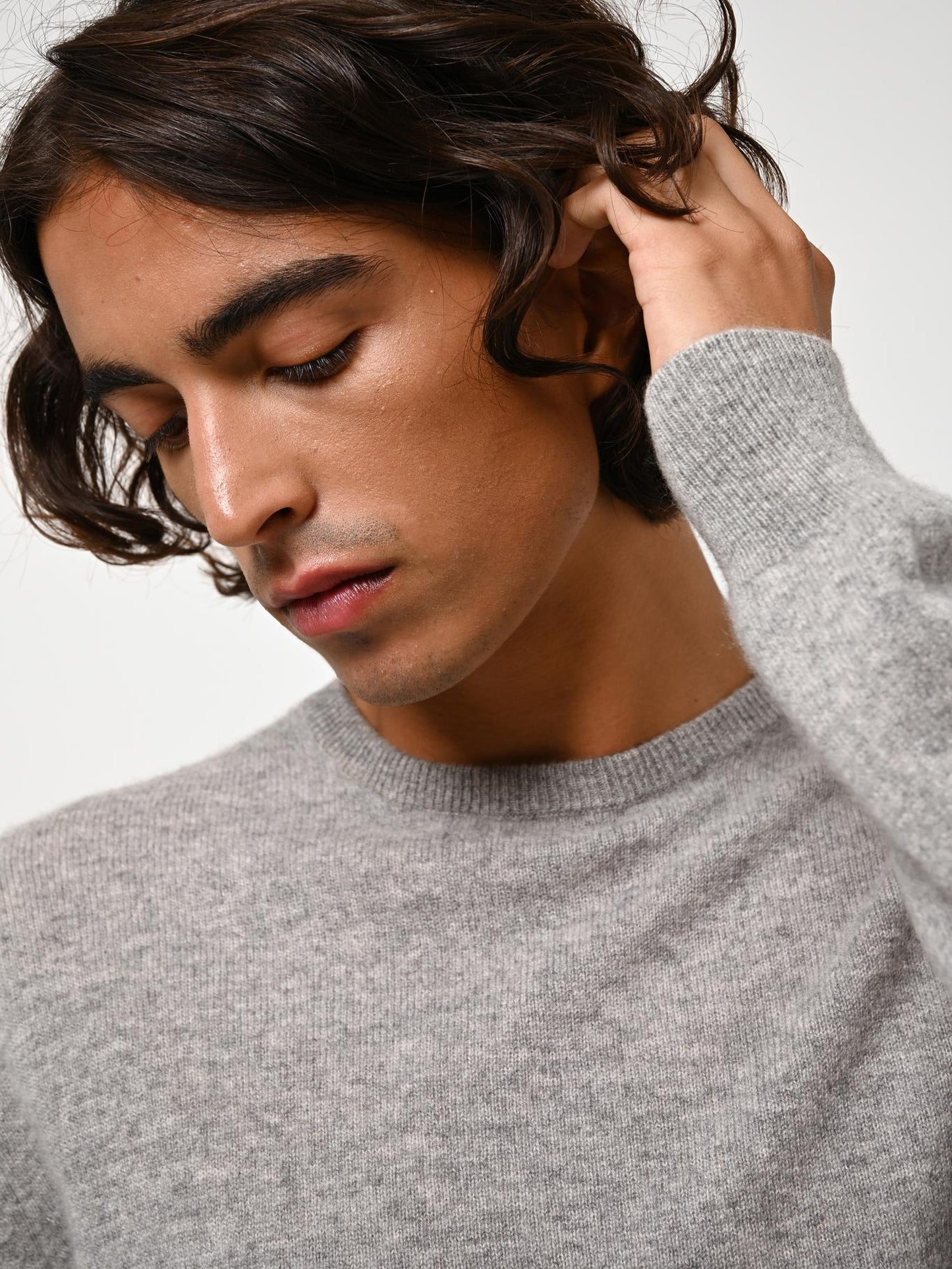 AIGLIÈRE mottled cloud round-neck sweater 100% cashmere