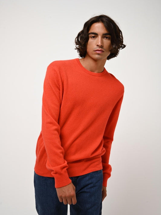 AIGLIÈRE pull col rond orange 100% cachemire