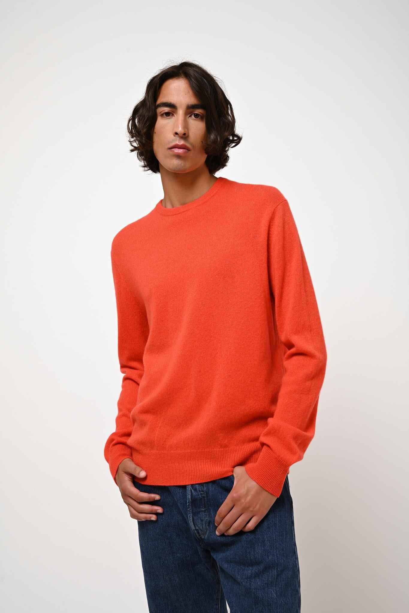 AIGLIÈRE orange round-neck sweater 100% cashmere