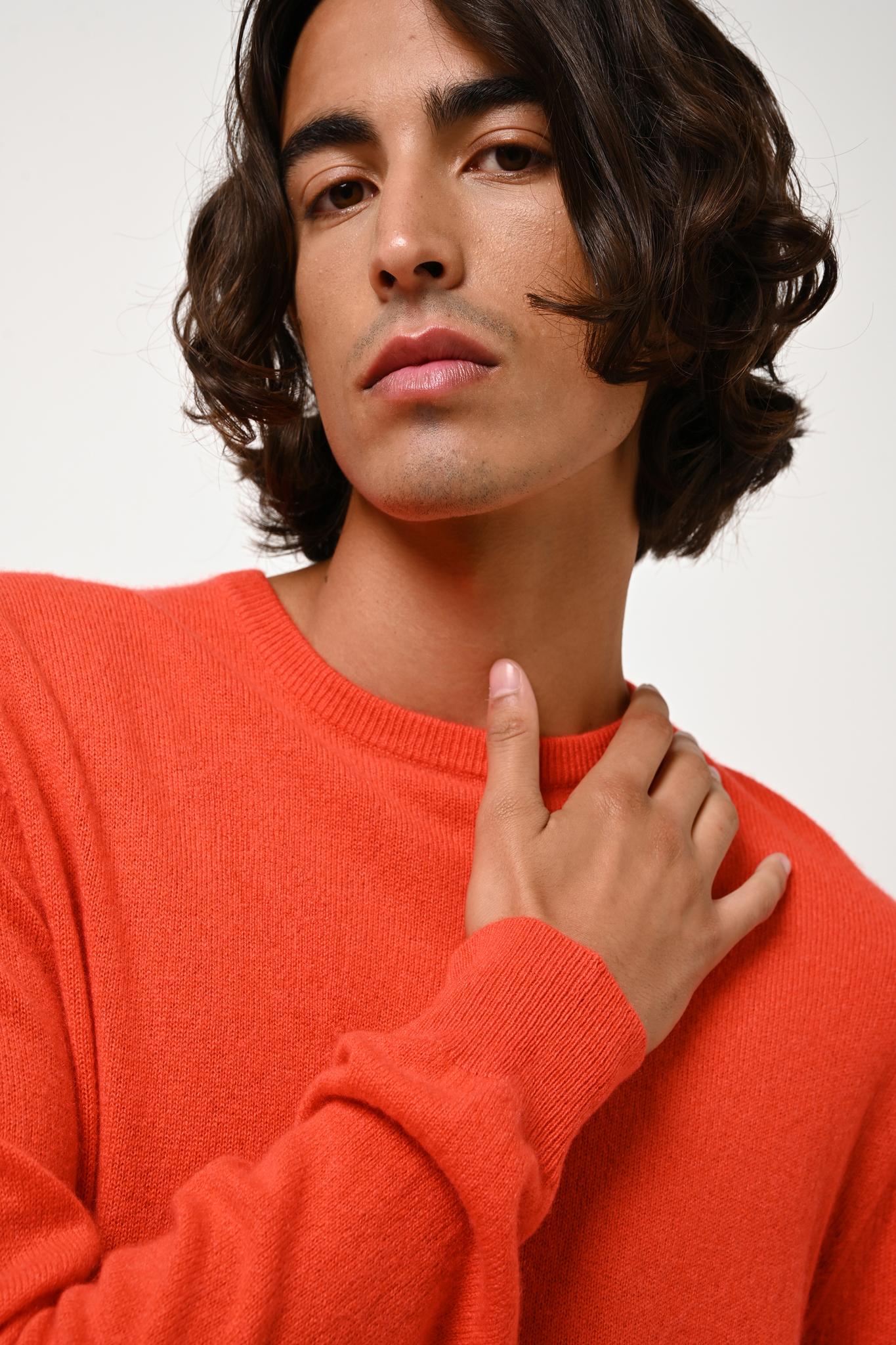 AIGLIÈRE orange round-neck sweater 100% cashmere