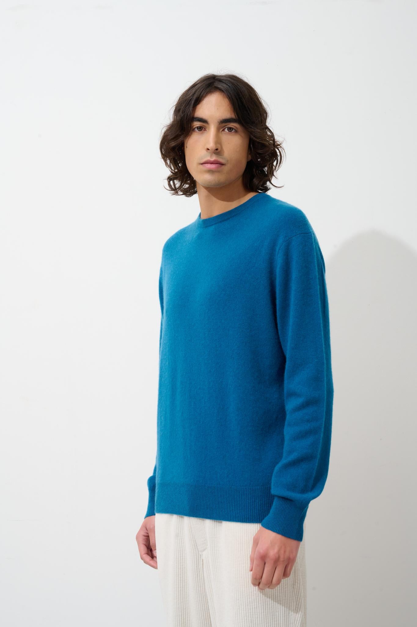 AIGLIÈRE Pullover Rundhalsausschnitt Pfau 100% Kaschmir