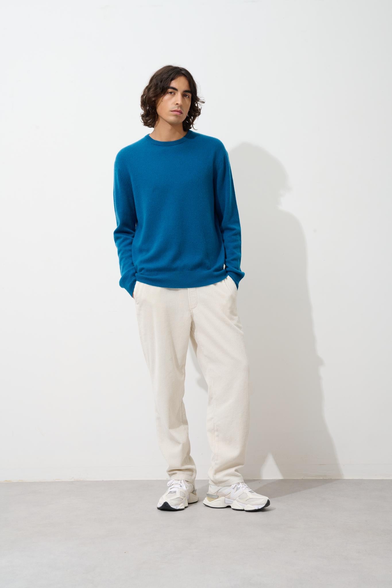 AIGLIÈRE Pullover Rundhalsausschnitt Pfau 100% Kaschmir