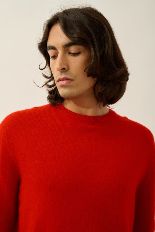 AIGLIÈRE pull col rond rouge 100% cachemire