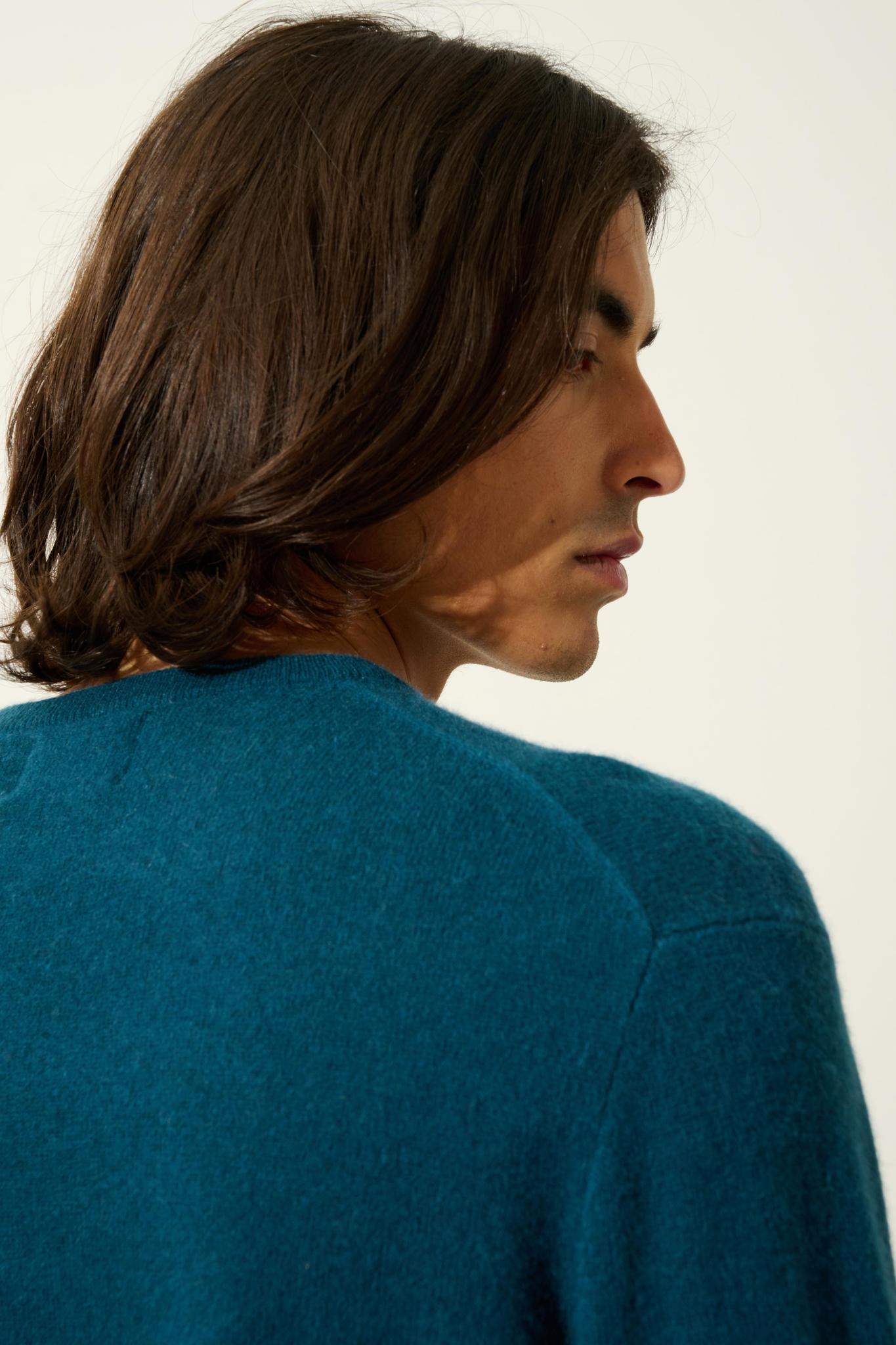 AIGLIÈRE pull col rond vert canard 100% cachemire