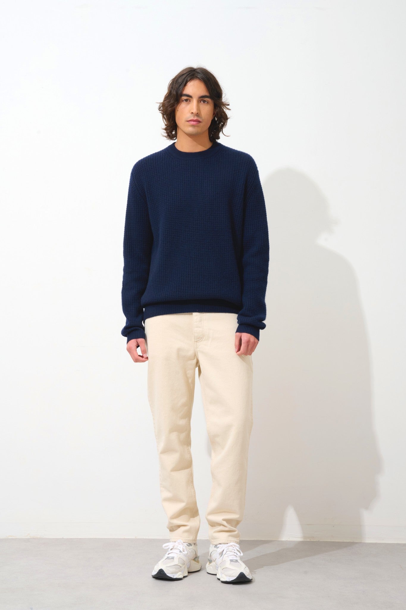 aksel pull col rond 4 fils navy 100% cachemire