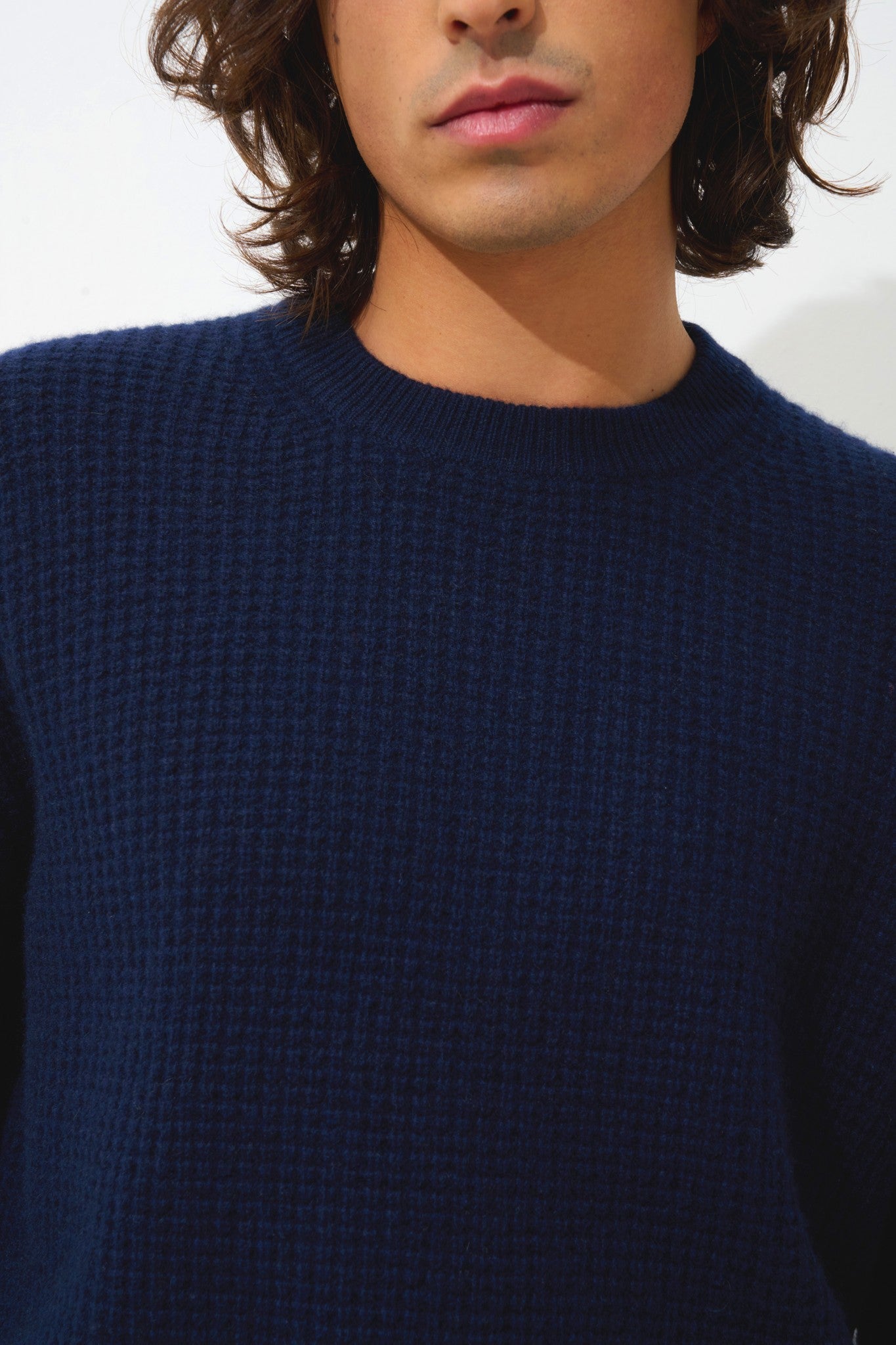 aksel pull col rond 4 fils navy 100% cachemire