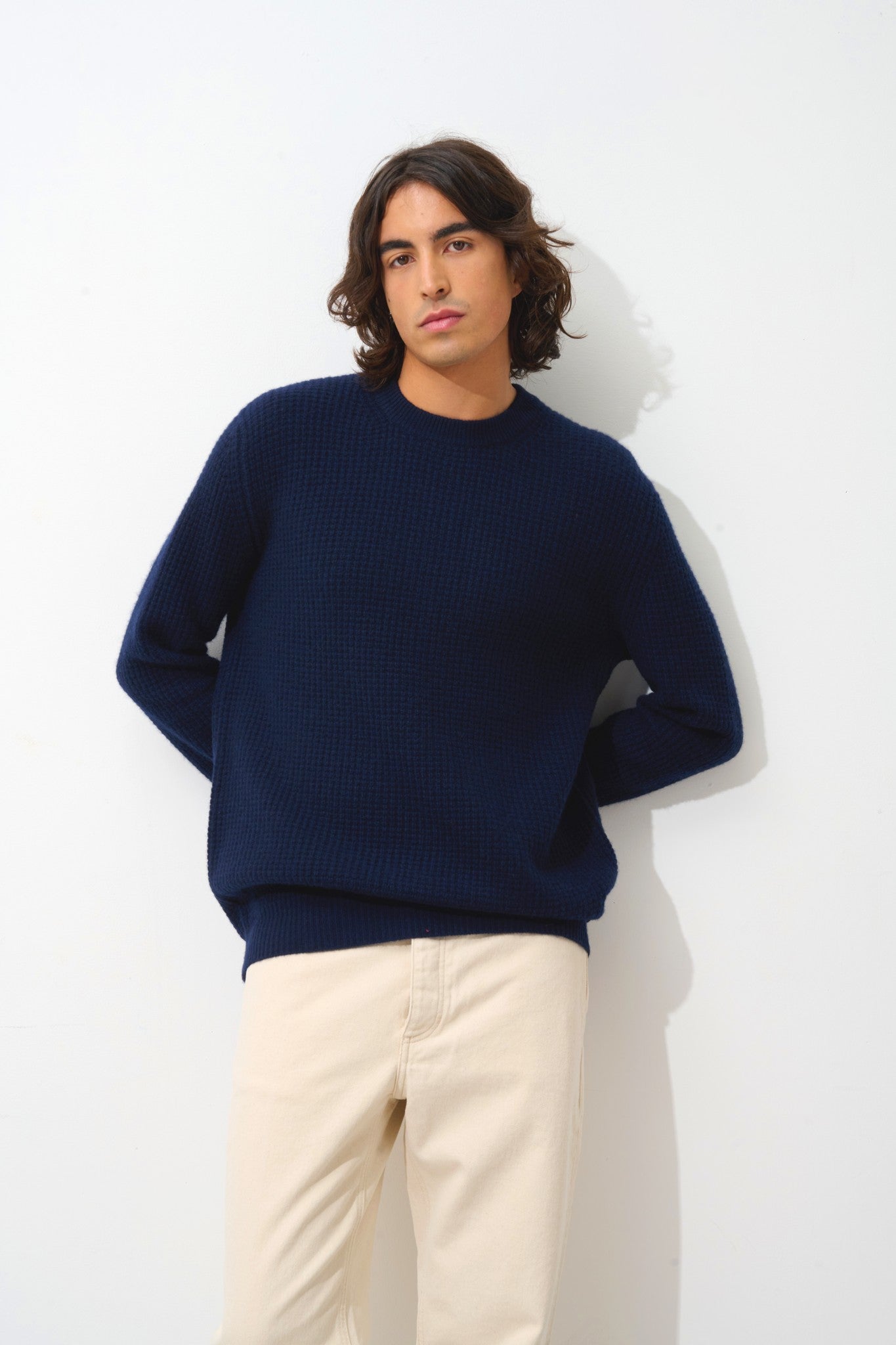aksel pull col rond 4 fils navy 100% cachemire