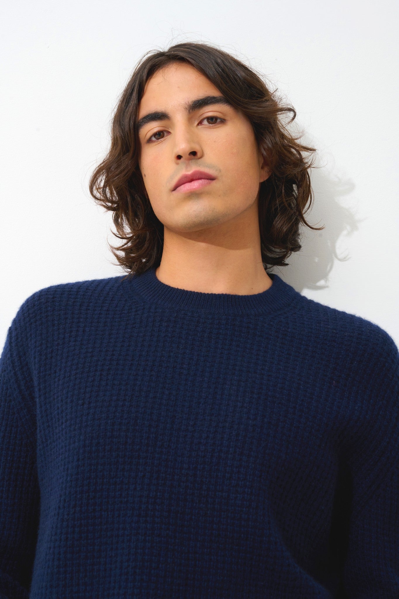 aksel pull col rond 4 fils navy 100% cachemire